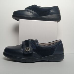 Cosyfeet Darcy Extra Roomy Womens 8 Blue Orthopedic Leather Hook And Loop Shoes